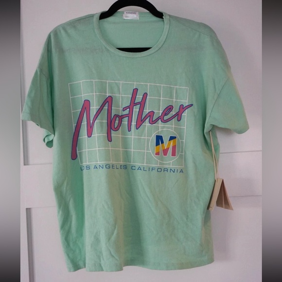 Mother Denim The Big Deal Retro T-Shirt Mint Green XS NWT - Picture 2 of 8